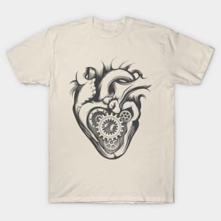 Mechanical Heart Retro Illustration T-Shirt